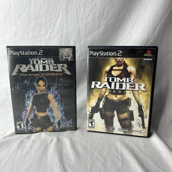 Tomb Raider Underworld and Tomb Raider Angel Of Darkness PS2 Lot - Picture 1 of 6